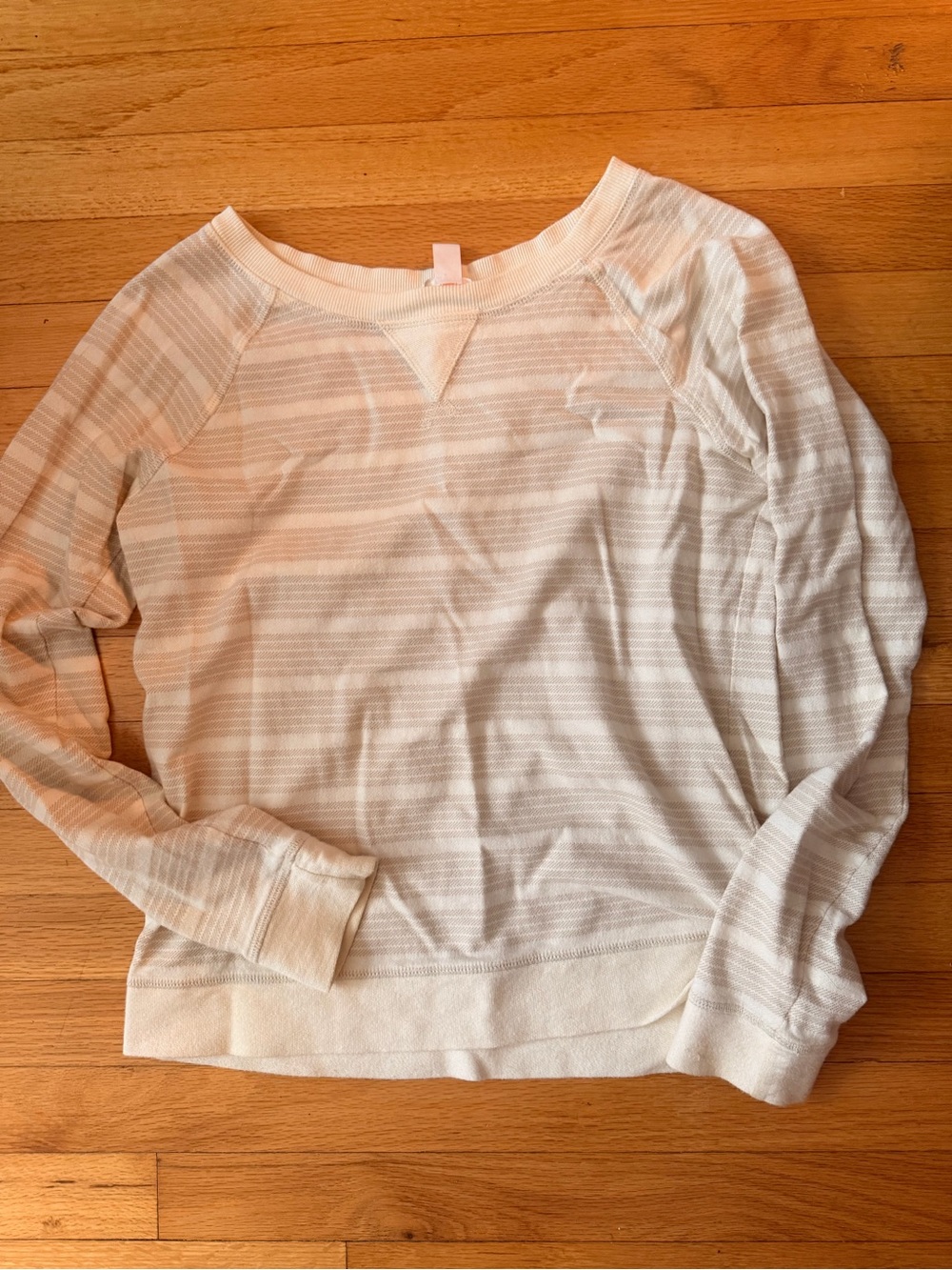 Joe Fresh Cream and Light Gray Striped Long-Sleeve Top